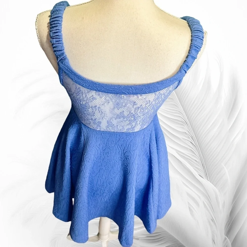 NWOT Free People Femme ‘Brooklyn’ Skater Mini Dress in Cornflower Blue Size XS